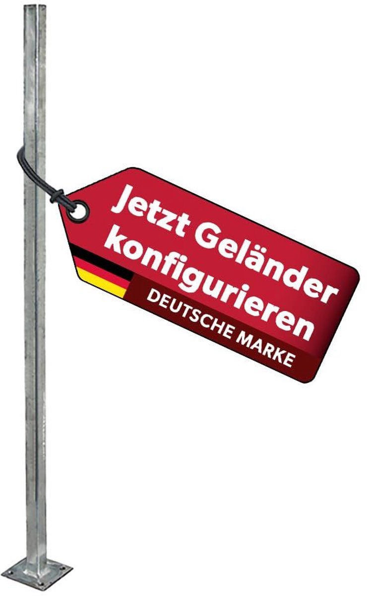 Universele schroefpaal | 30 x 30 mm vierkant | weerbestendige leuningpaal, 102 cm lang | thermisch verzinkt staal