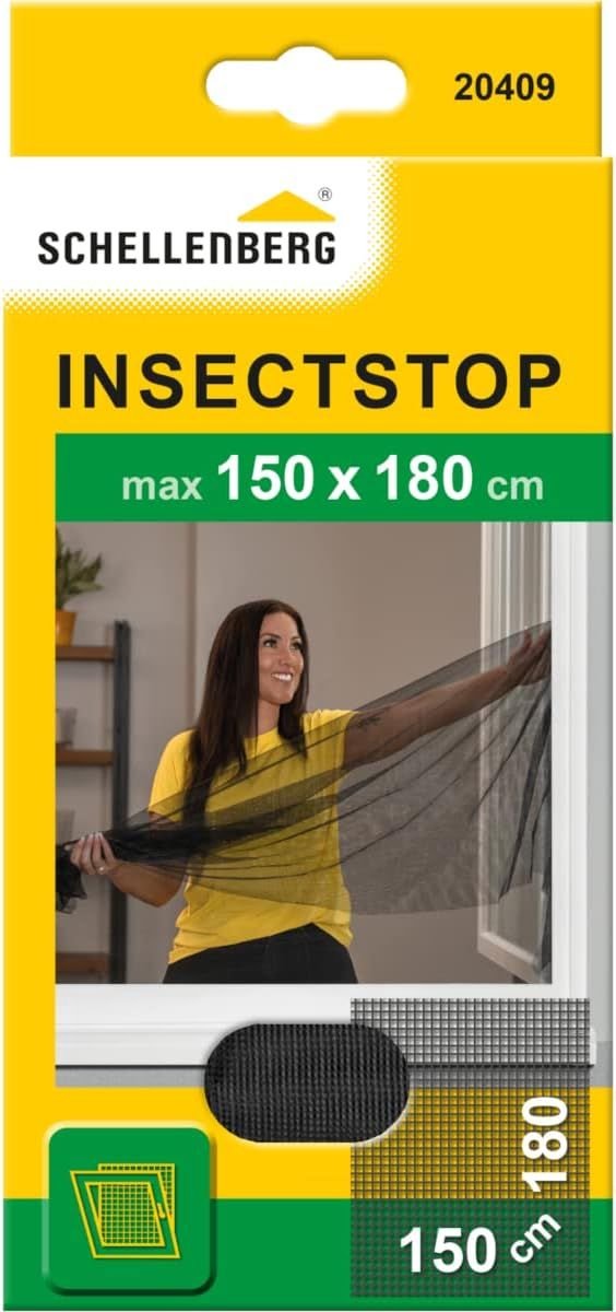 Schellenberg 50712 vliegenscherm voor ramen, insectenbescherming zonder boren, bescherming tegen muggen, vliegen, insecten en ongedierte, 100 x 130 cm, incl. bevestigingstape, wit