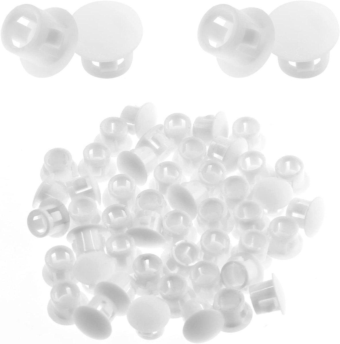 Plastic Gatpluggen - Ronde Eindkappen - Meubels Beschermen - Kliksluiting Ontwerp - 50 stuks 10 mm - Wit