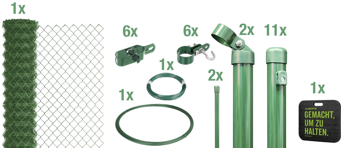 Alberts 697051 Gaashek complete hekset, voor inbetonneren met schoorsteun, groen, hoogte 100 cm, lengte 25 m