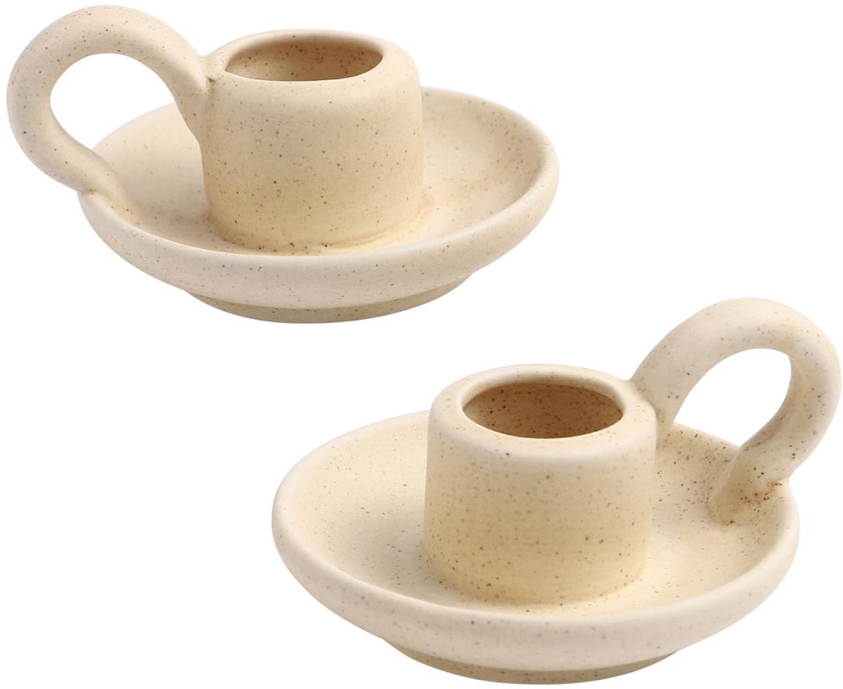 SPHProducts - Kandelaars - Scandinavisch design - Beige - Keramische kaarsenhouder - Perfect voor koffietafel - Elegant en functioneel