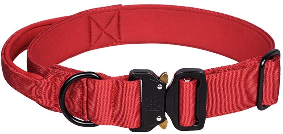 Store_7 - Tactische hondenhalsband - Verstelbare nylon training - Rood - Sterke metalen gesp - Comfortabel voor middelgrote en grote honden - Gesch...