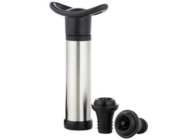 Wine Stoppers Set, 1 Pcs Stainless Steel Vacuum Pump with 2 Pcs Wine Bottle Stoppers, Vacuum Sealed Wine Plug for Home Kitchen Bar