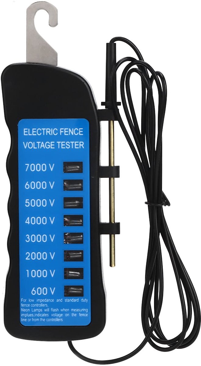 ONF3 - Spanningstester - Elektrische hek tester - Handheld ontwerp - Zwart en blauw - Spanningstest 600-7000V - Voor boerderijen - Waterdicht