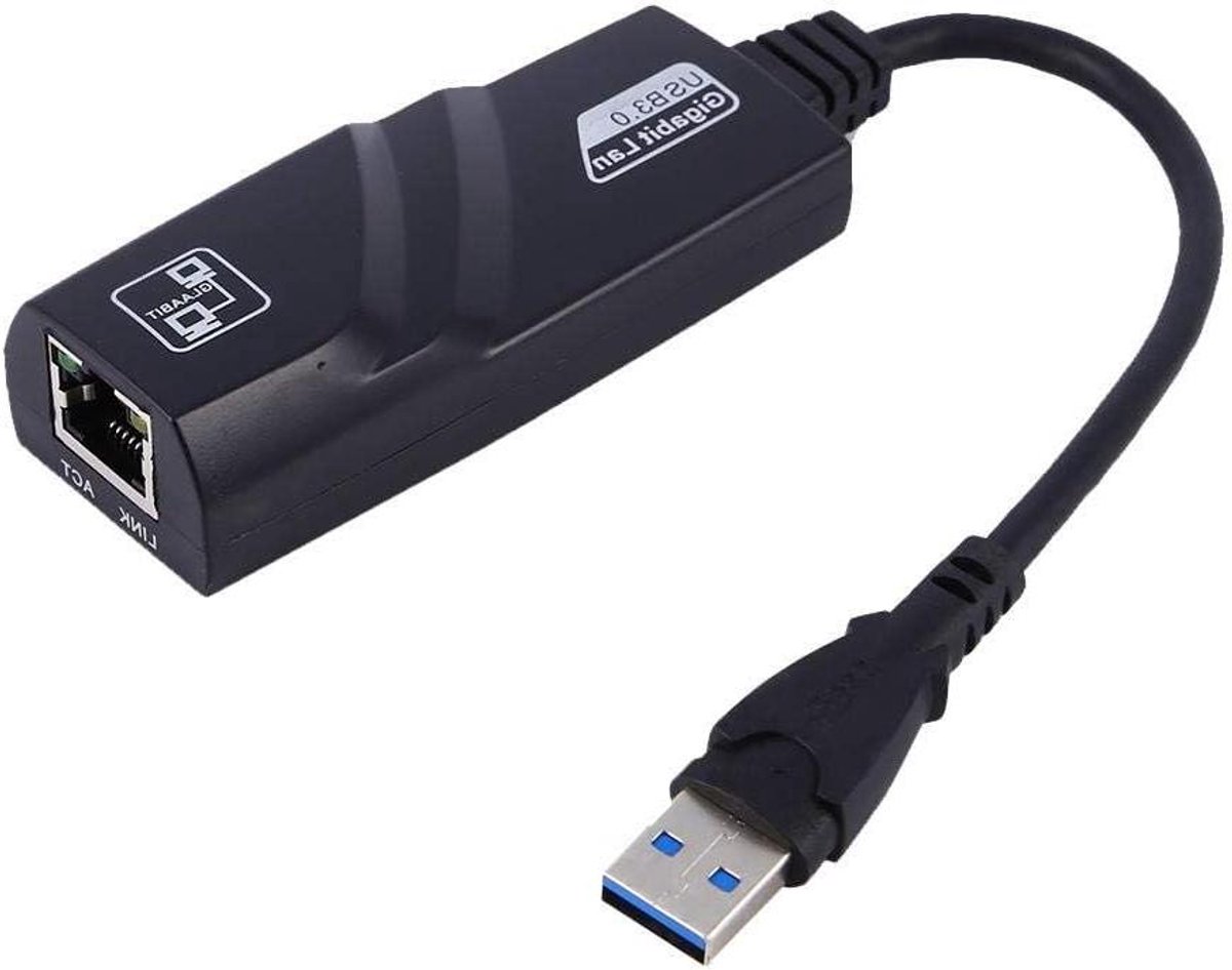 Netwerkadapter - Ethernet Adapter - Internet Verbinden - Plug and Play - USB 3.0 - Zwart