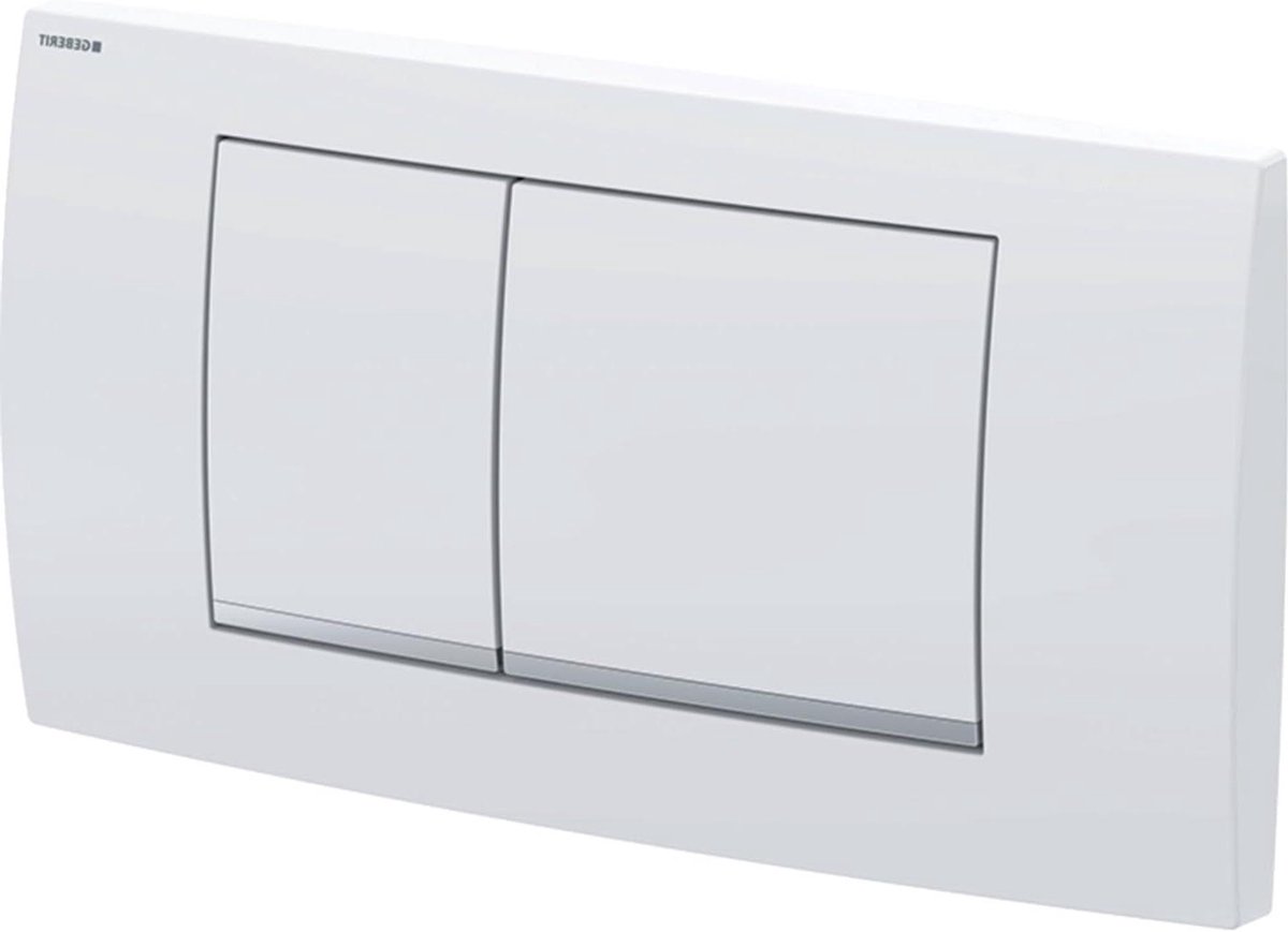 Spoelplaat Dubbel - Bedieningsplaat Toilet - Dubbel Spoelen - Bediening Vanaf Voorkant - 347 x 198 cm - Mat Chroom