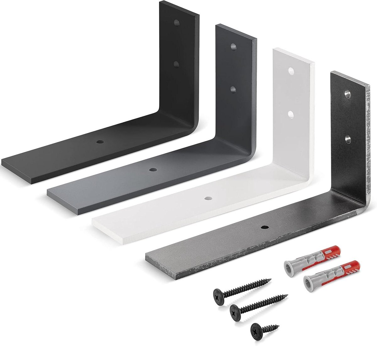 Metalen planksteun - Wandplank houder - Zelf planken maken - Gebogen niet gelast - 200x100 mm - Gelakt staal