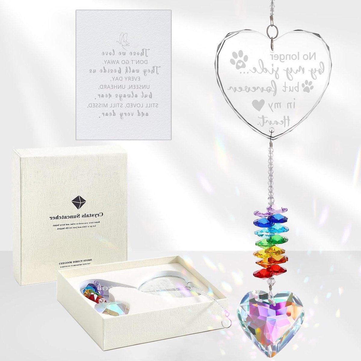 Herdenkingsgeschenken Honden - Verlies Troost - Huisdier Herdenken - Hartvormig K9 Kristal - 351 cm Hoog - Multicolor