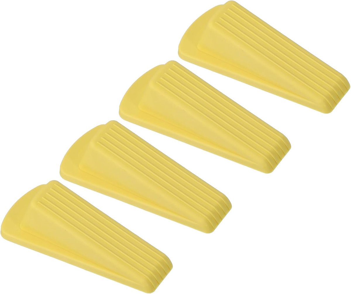 Door Stoppers voor Onderkant Deur - 4 Stuks Stevige Stapelbare Rubber Deurstoppers Wedge voor Tegels - Beton - Tapijt - Hout - Zware Deur - Geel
