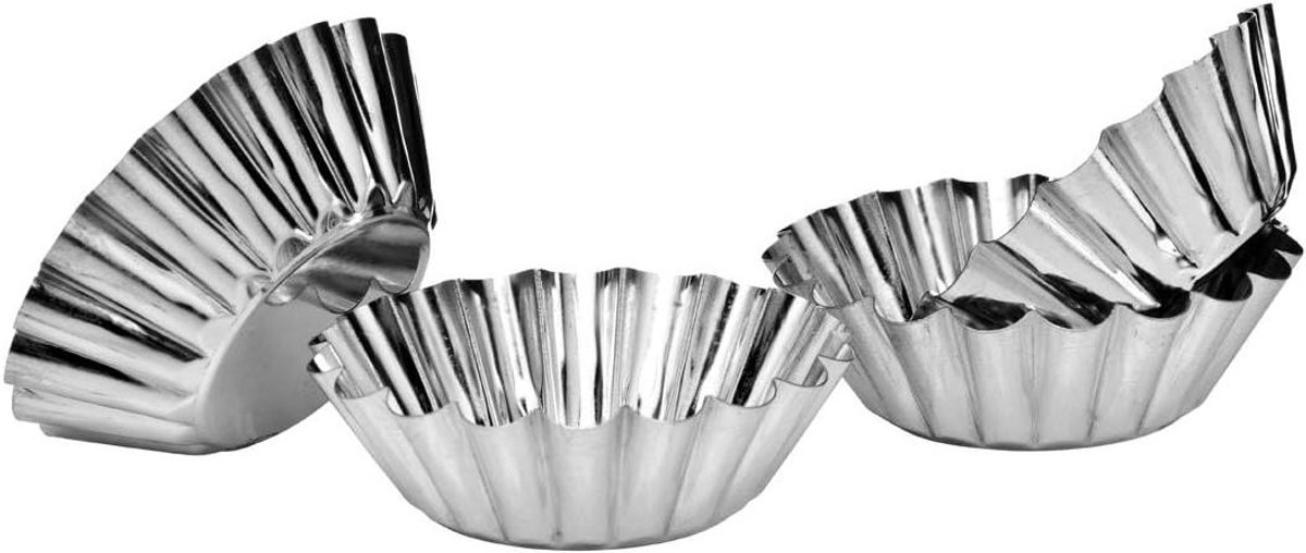 Bakblikken Set - Cakevormen Rond - Muffins Bakken - Hittebestendig Materiaal - 4 Stuks - Zilver