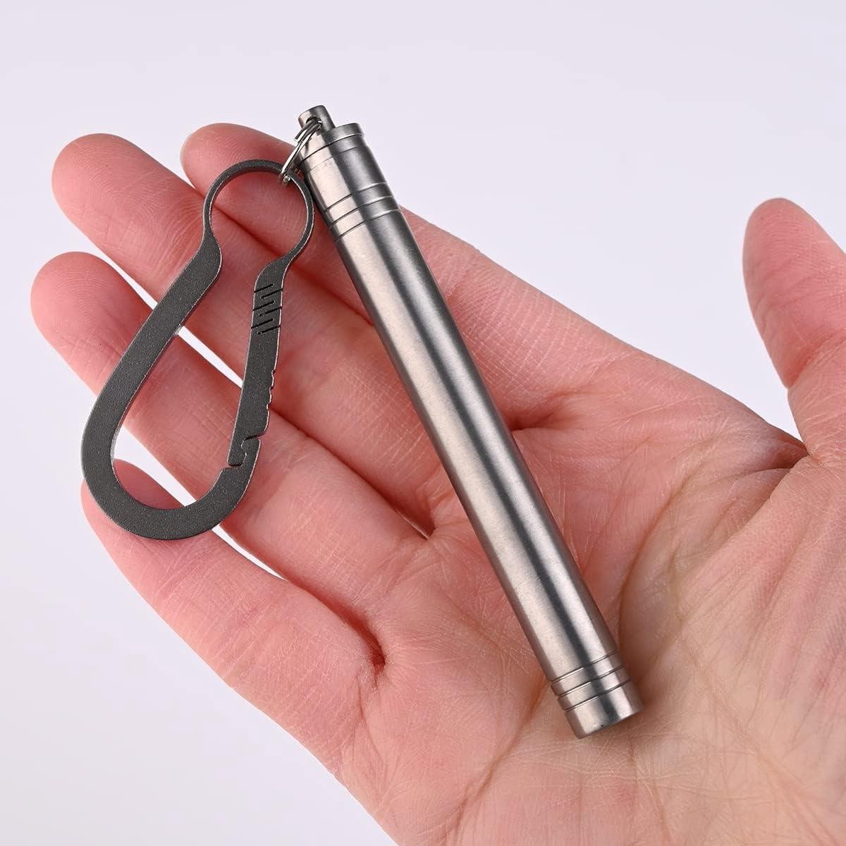 Tandenstoker Houder - Metalen Houder - Hygiënisch Tandenpoetsen - Lichtgewicht Titanium - Met Clip - Zilver