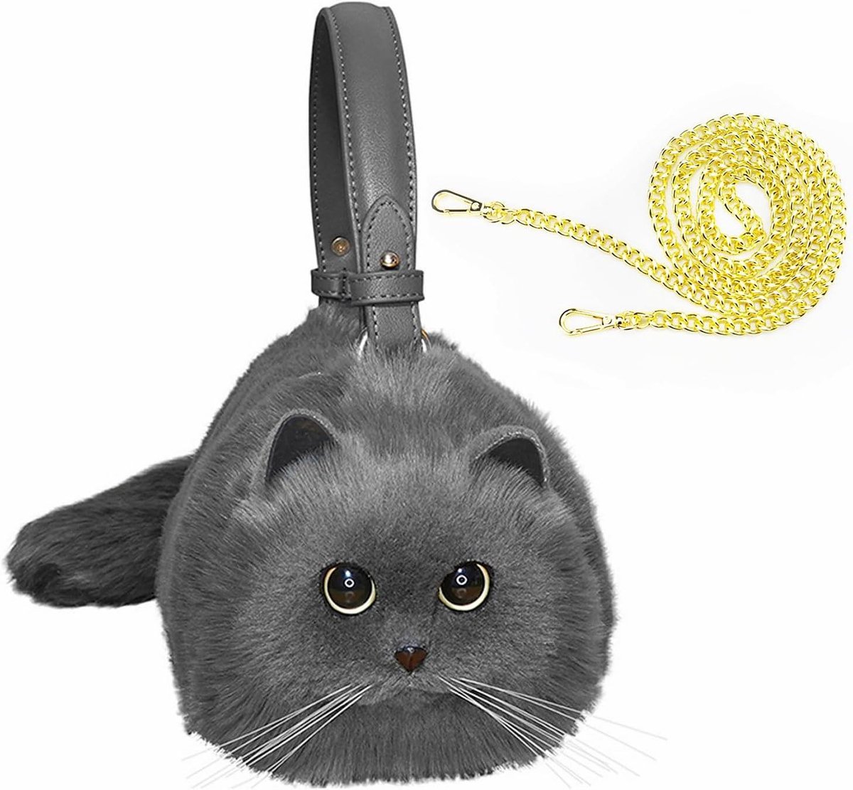 Schoudertas Kat Pluche - Dieren Tas Portemonnee - Casual Dagelijks Gebruik - Uniek Katten Design
