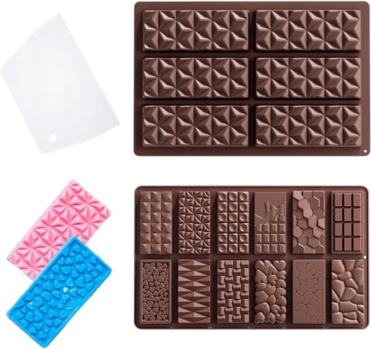 Bakvorm Siliconen 2 Stuks Diepe Chocoladevorm Met Schraper - Zwart