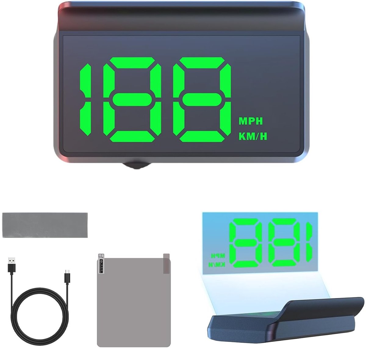 Hoogwaardige 9 cm GPS-snelheidsmeter met USB-aansluiting, universeel display voor alle voertuigen, eenvoudig te installeren en gebruiksvriendelijk met groene verlichting