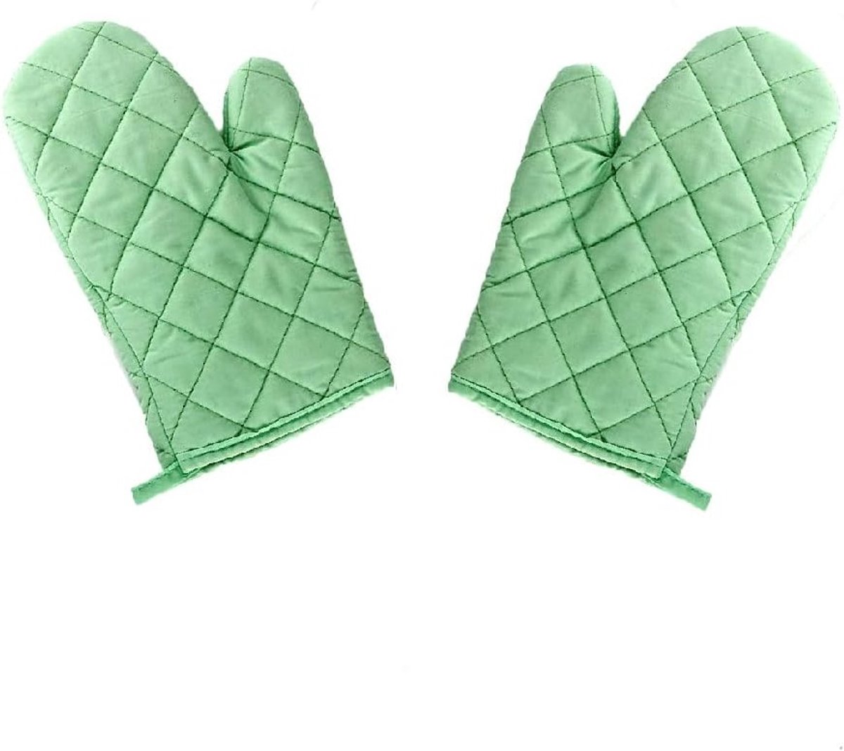 Set van 2 Warmtebestendige Ovenhandschoenen voor Koken en Bakken, Antislip Mitts met Ophanglus - Ideaal voor Grill, Magnetron en Pizza - Groen