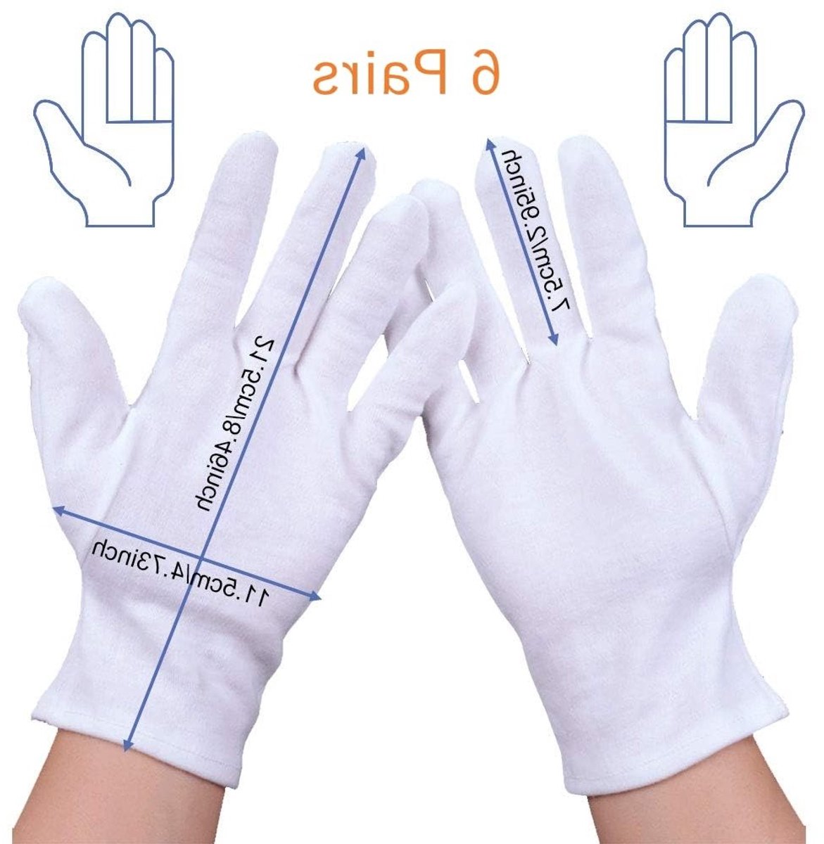Witte handschoenen voor volwassenen - 6 paar, ideaal voor feesten, kostuums en evenementen