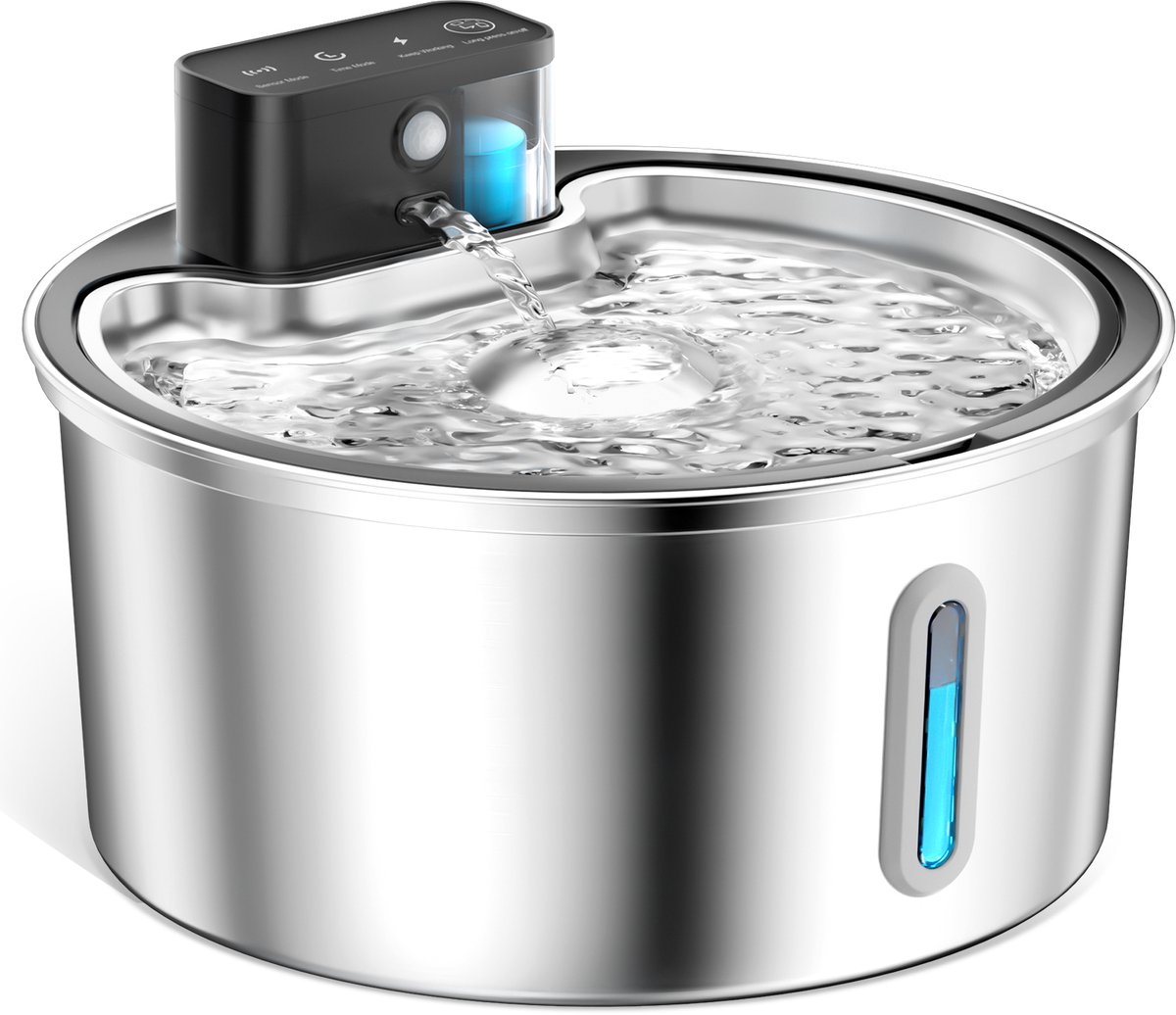 PAWPOLL Drinkfontein Kat - Draadloze met Sensor - 3.2L Waterfontein Kat - Waterfontijn - Kat en Hond - Inclusief 6 Filter en 3 Sponzen - Drinkbak Kat - Kattenfontein