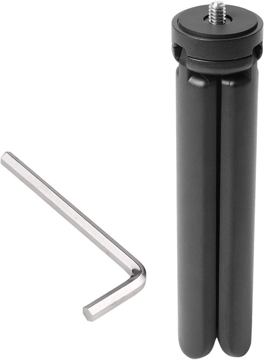 Mini Tripod van Aluminium Legering met Verstelbare Hoogte en 10 kg Draagvermogen voor DSLR, Actiecamera's en Videocamera's