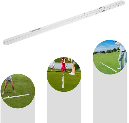 Golf Putting Alignment Rail - Voor het verbeteren van je putting en afstandscontrole op de putting green - golftrainerhulpmiddel van aluminiumlegering - 90,5 × 4,0 cm - zwart, zilver en grijs - aluminium van GOLF — afbeelding 4