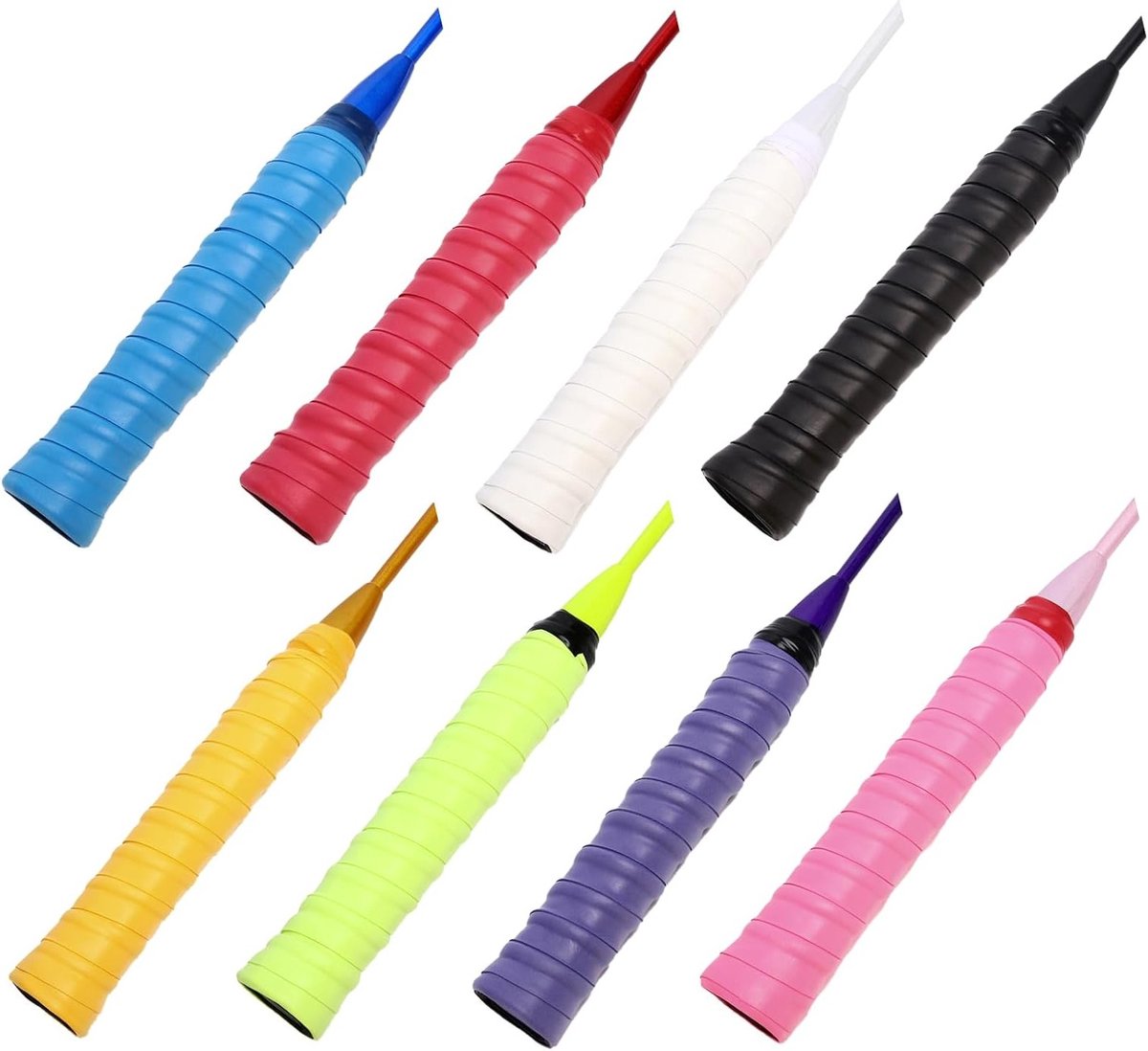 Gripbanden voor Badminton en Squash, Set van 8, 110 cm, Zelfklevend, Hoogwaardige PU en EVA, Multicolour, Ideaal voor Rackets en Sportaccessoires