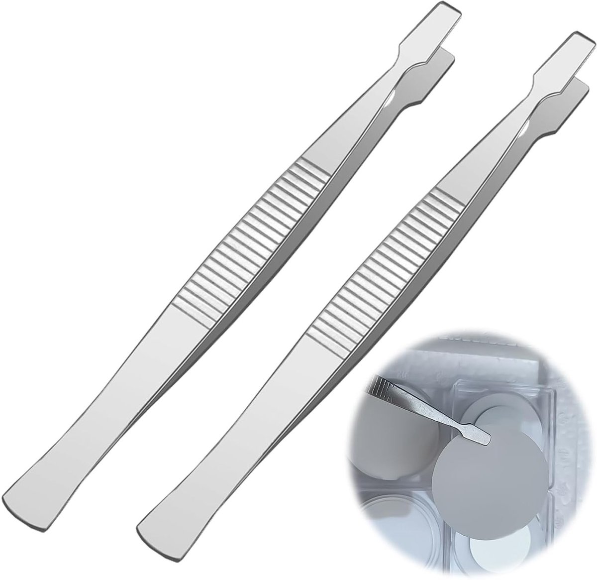 2pcs Stamp Tweezers - RVS Tweezers voor Stempels - Stempelverzameling Accessoires - Draagbare Tweezers voor Filatelie - Precisie Flat Tip - Tweezerset voor Crafting