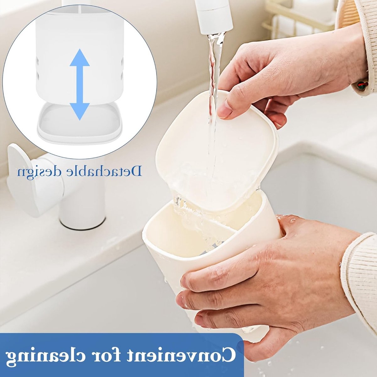 Elektrische Tandpasta Houder van Plastic, Organizer met 3 Vakken voor Tandenborstels, Geschikt voor Oral-B iO en Philips Sonicare (Witte Frame) — afbeelding 3