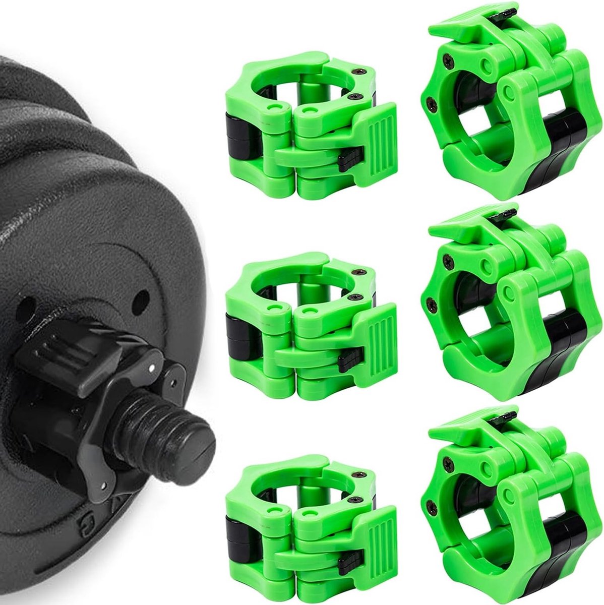 Set van 6 Dumbbell Klemmen, 30 mm, Snelsluiting, Gewichtheffen, Fitness Accessoires, Krachttraining, Barbell Clips, Duurzaam Nylon en ABS