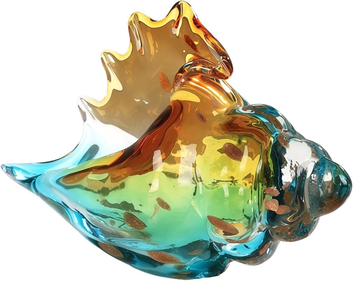 Kleurrijke Spiraal Figuren van 21 cm, Decoratieve Accessoire voor Aquarium, Woonkamer en Kantoor, Zeestijl Kunstcadeau, Glazen Schelp Decoratie