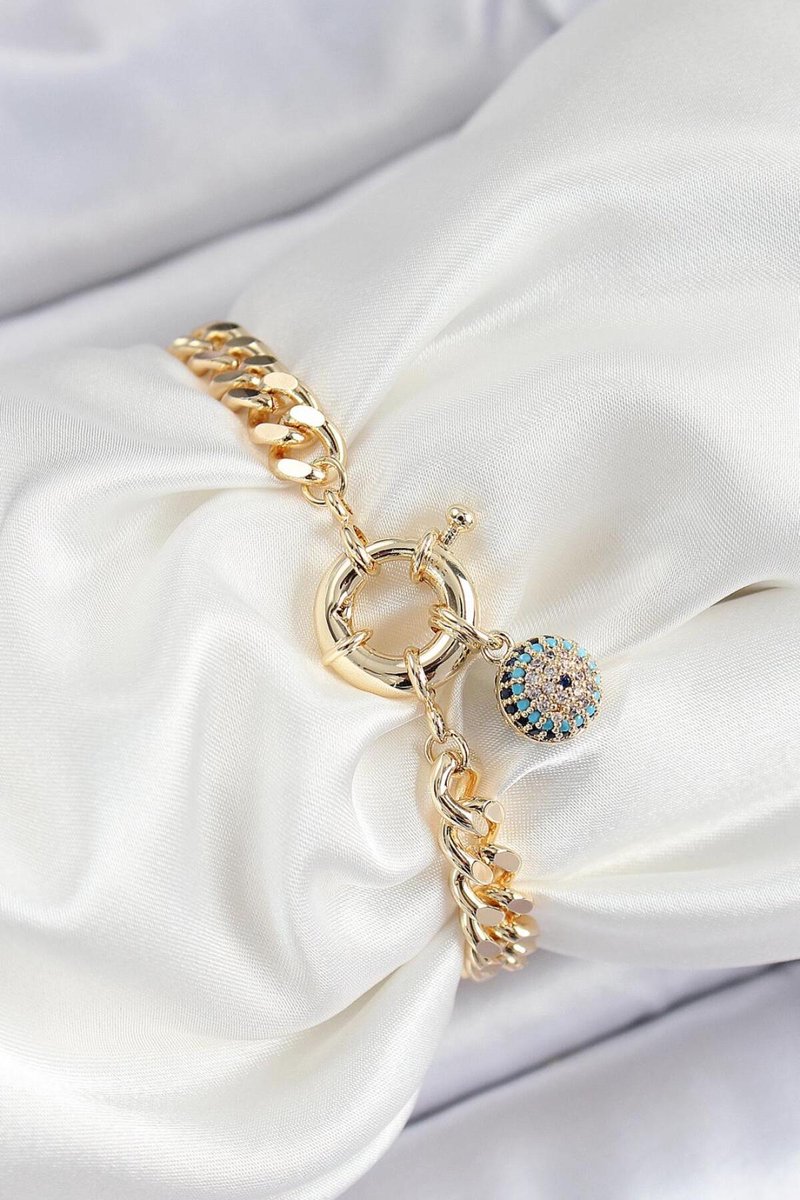 Dorvina Dames Armband Messing Boze Oog Model Goudkleurig | Stijlvol en Duurzaam Sieraad, Aksesuar