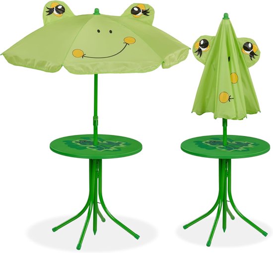 Verte Kinder Picknicktafel - Kindertuinmeubelset met Parasol - Lieveheersbeestje - 2 Klapstoelen en Een Tafel - Kamperen - Kindertuinmeubelset - Groen van verte — afbeelding 3