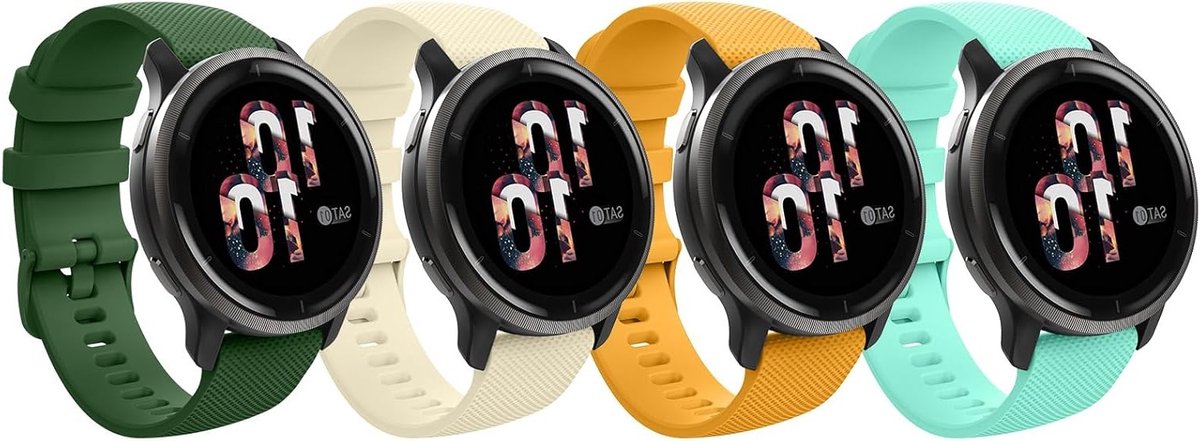 4 Pack Sportieve Vervangbanden voor Garmin Horloges, 18mm Zachte Silicone Armbanden in Diverse Kleuren, Geschikt voor Vivoactive 4S, Forerunner 265S en Venu 3S