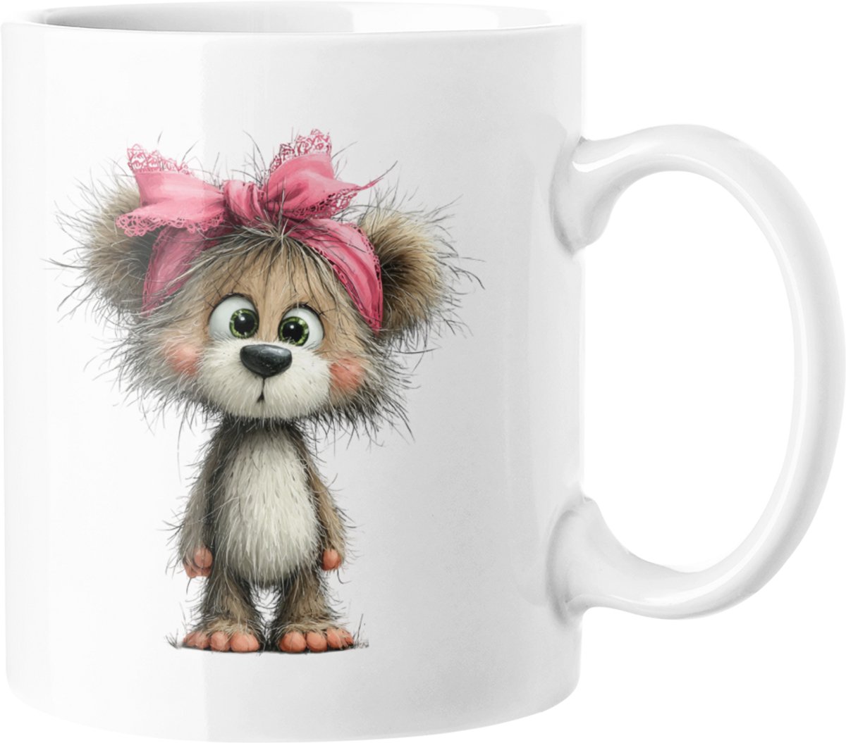 Leuke Harige Teddybeer Meisje Mok - Schattige Dierenliefhebber Koffiekop