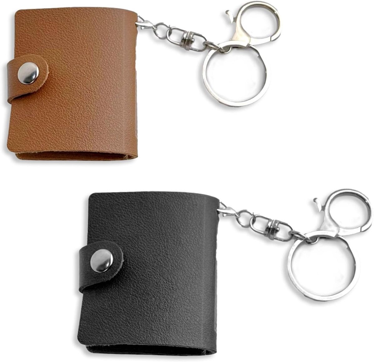 Mini Fotoalbum met Sleutelhanger - DIY Persoonlijk Fotoalbum met Kleine Compartimenten voor Familie en Stellen - Handige Fototoebehoren in Zwart en Bruin