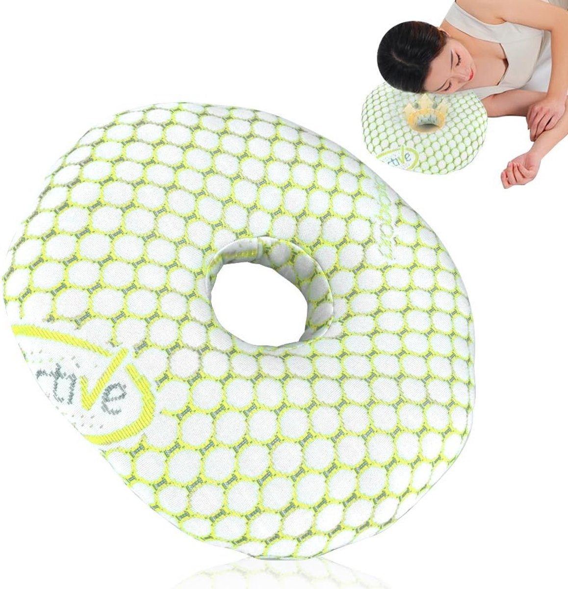 Comfortabele Donut Kussen voor Oorpijn, Ideaal voor Zijslapers, Verlicht Druk op het Oor, 30 x 30 (Groen)