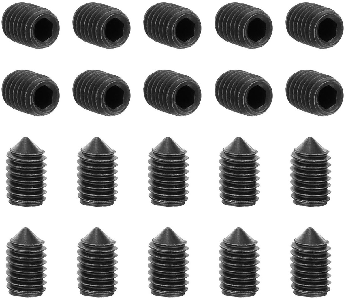 40 Stuks M3 x 5 mm Stelschroeven van Koolstofstaal met Kegelpunt voor Machines en Huisreparaties - Zwarte Bevestigingselementen