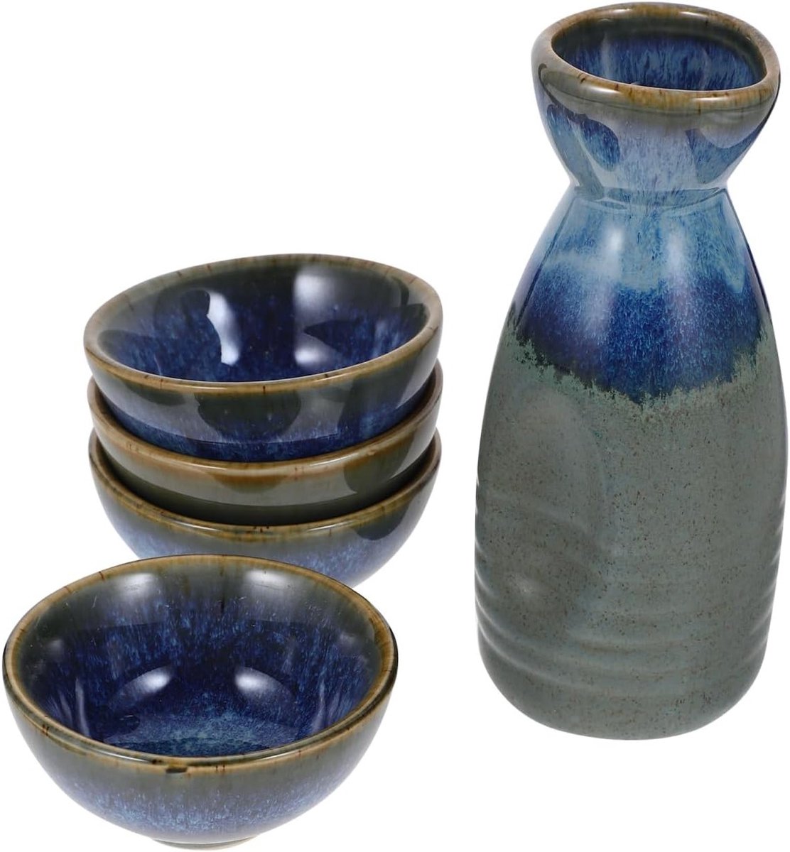 Japanse Stijl Keramische Sake Set met 1 Pot en 4 Kopjes - Ideaal voor Sake Serveren en Feestjes