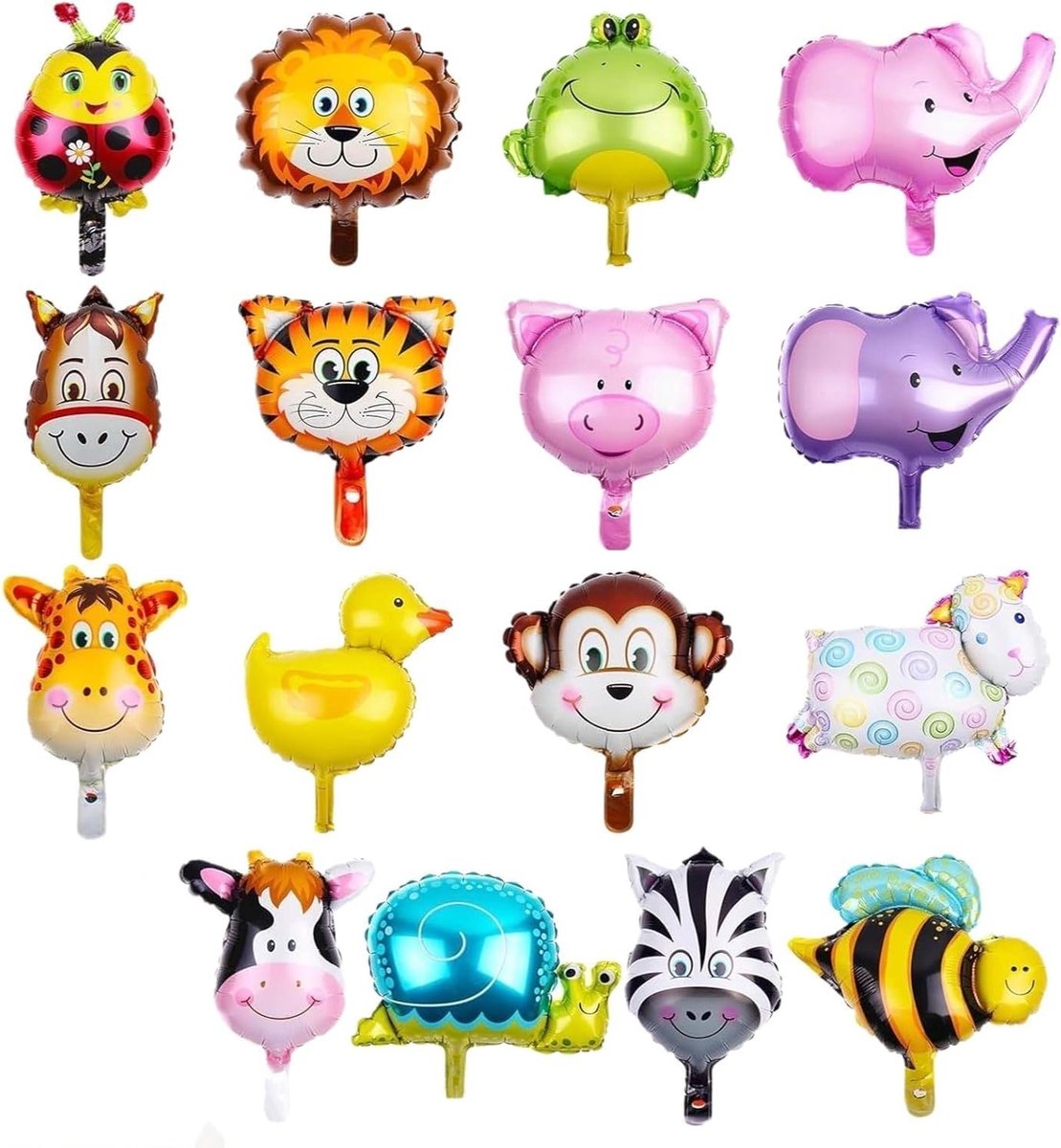 Set van 16 Dieren Folie Ballonnen - Boerderij Verjaardagsdecoratie voor Kinderen en Feesten