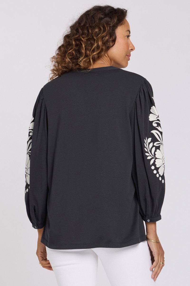 Embroidered Knit Blouse