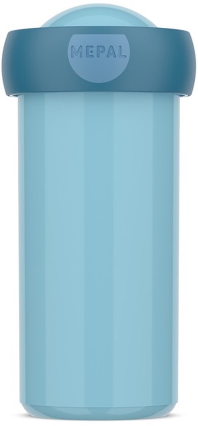 Mepal schoolbeker Campus in 'cool blue' met een donkerblauwe band en deksel.