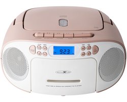 Reflexion RCR2260PK Radio/CD-speler VHF (FM) AUX, CD, Cassette Pink, Wit