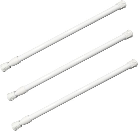 Set van 3 Uittrekbare Gordijnstangen, Versterkte Spanningstangen, Ideaal voor Raamdecoratie en Kasten
