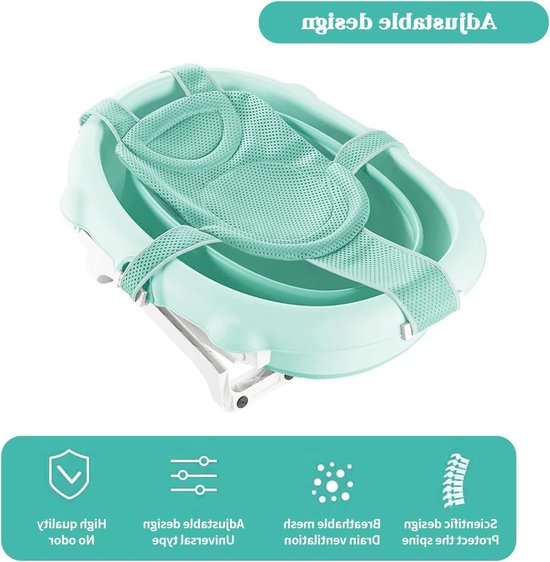 Babybadje Net Babybadje Inzetzitje Babykuipjes - Pasgeboren Douche Mesh Verstelbaar Comfortabel Peuter Badaccessoires Antislipzitje Mesh Zak Badplank Lichtgroen 1 Stuk van LCJDDI — afbeelding 4