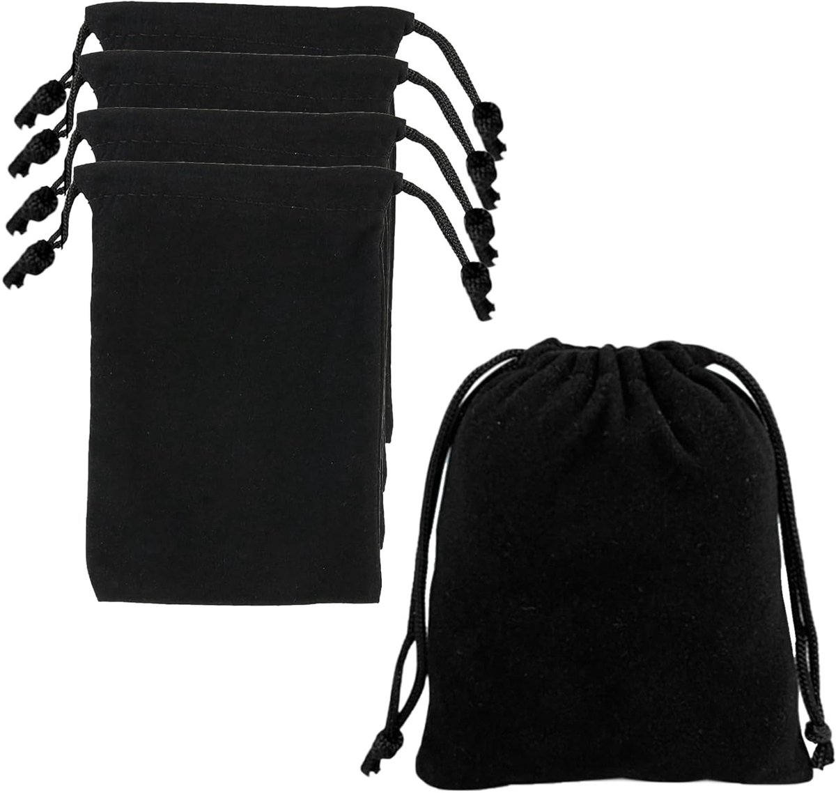Set van 5 Fluwelen Zakjes 10 x 15 cm voor Snoep, Trouwringen, Oordopjes en Sleutelhangers