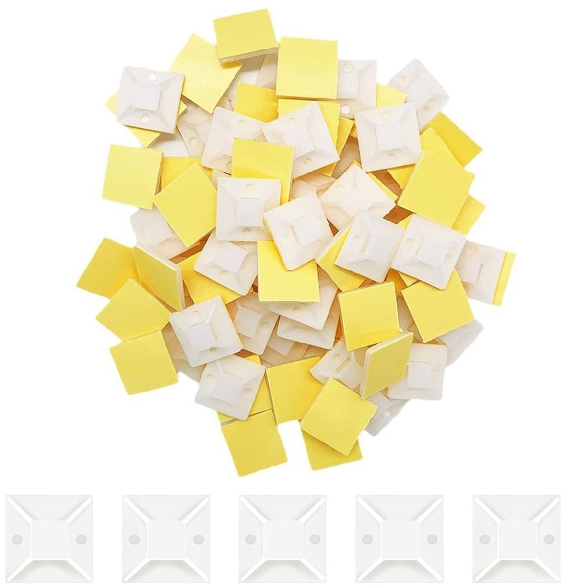 Kabelbinders met zelfklevende houder, 20mm x 20mm, 100 stuks, ideaal voor kabelbeheer, organisatie en montage