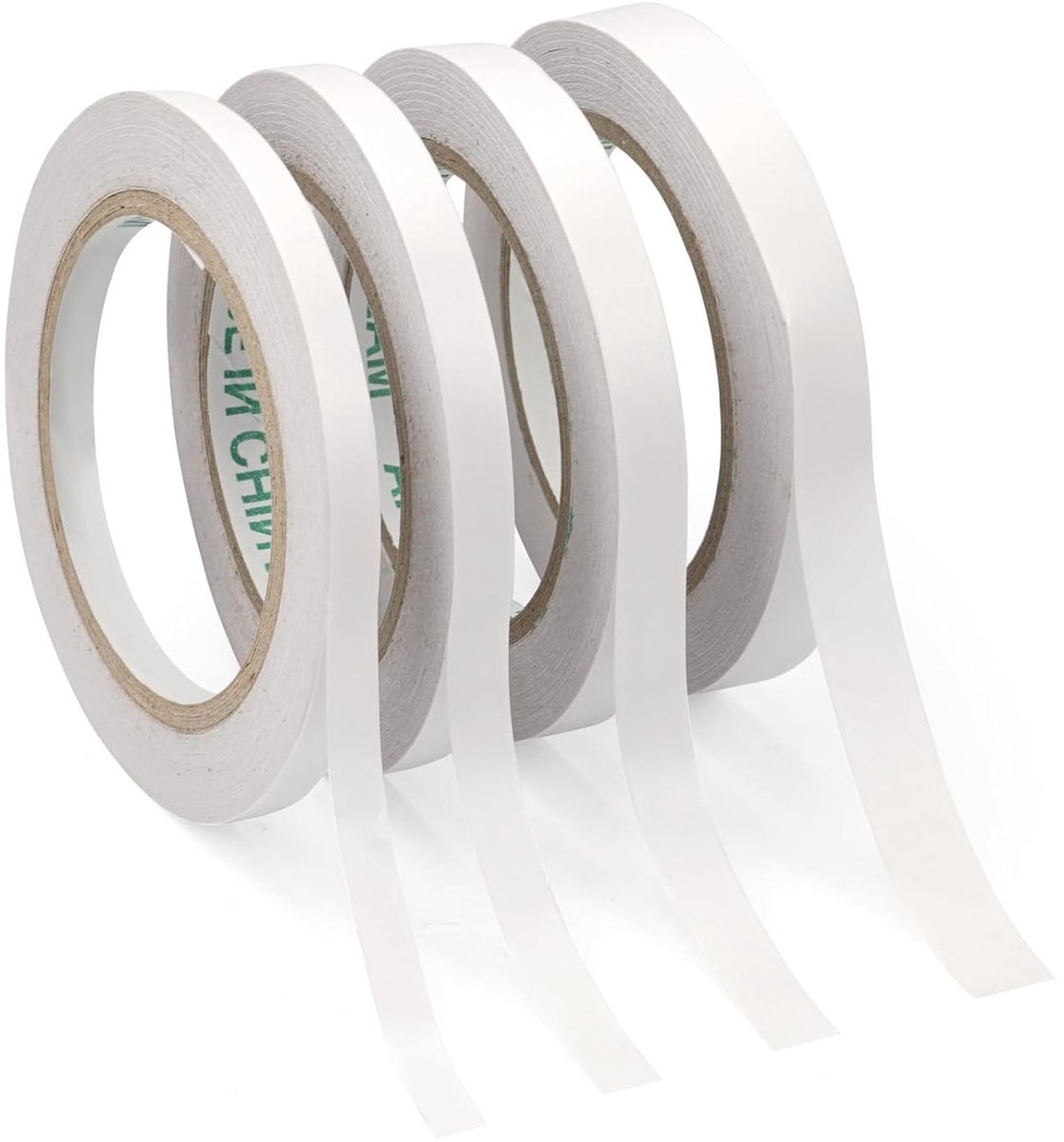 Dunne dubbelzijdige tape voor knutselen, extra sterke hechting op stof, papier, tegels en glas - 4 rollen voor cadeauverpakking en creatieve projecten