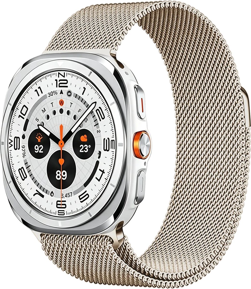 SBG Milanees Bandje Geschikt voor Samsung Galaxy Watch Ultra - Roestvrij Stalen Horlogebandje Magnetisch - Sterrenlicht