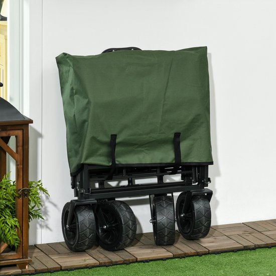 Outsunny Bollerwagen Stahl, Oxfordstoff Khaki van Outsunny — afbeelding 2