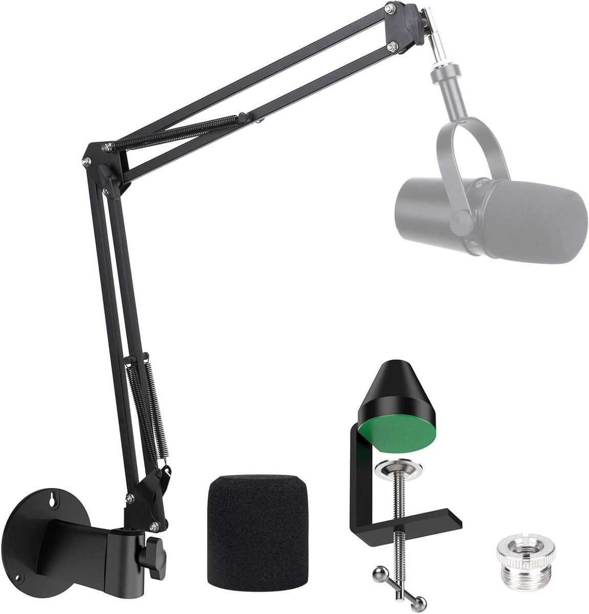 Professionele Wandmontage Microfoonarm met Schuimhoes en Tafelmontage Klem, Geschikt voor Microfoons en Geluidsopnames