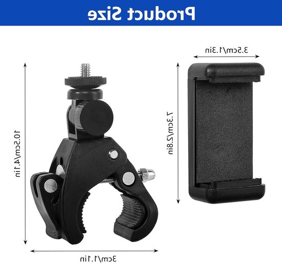 Mobiele telefoonhouder met 360 graden rotatie, microfoonhouder en motorsteun voor smartphones — afbeelding 5