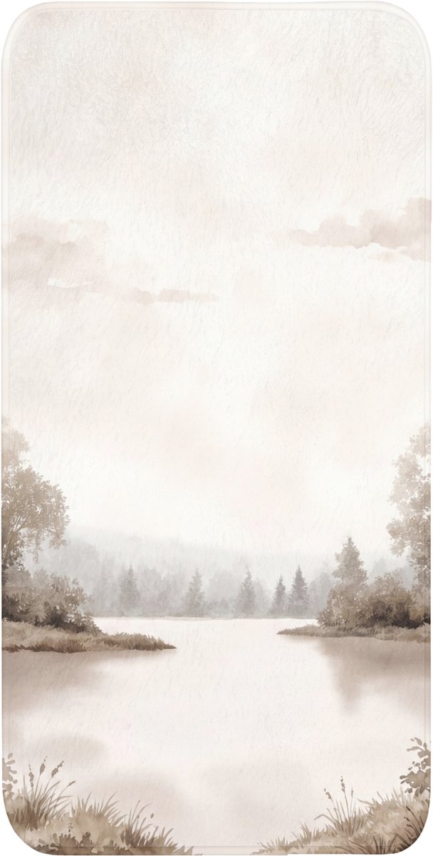 Badmat 60x120 cm - Antislip - Rivierlandschap - Minimalistisch - Aardetinten - Badmatten voor badkamer - Badkamermat - Douchemat - Badkamer mat